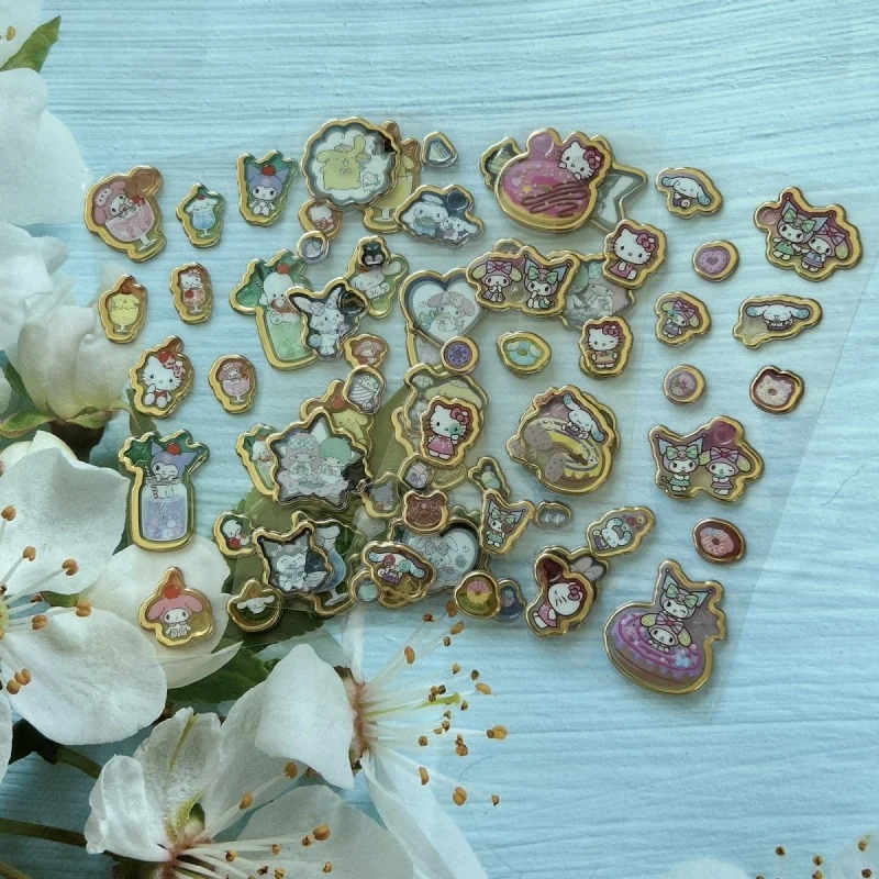 

Sanrio My Melody Pochacco Little Twin Stars Golden Edge Dessert Series Jelly Glue Sticker Diy Power Bank Decoration Easter Gift