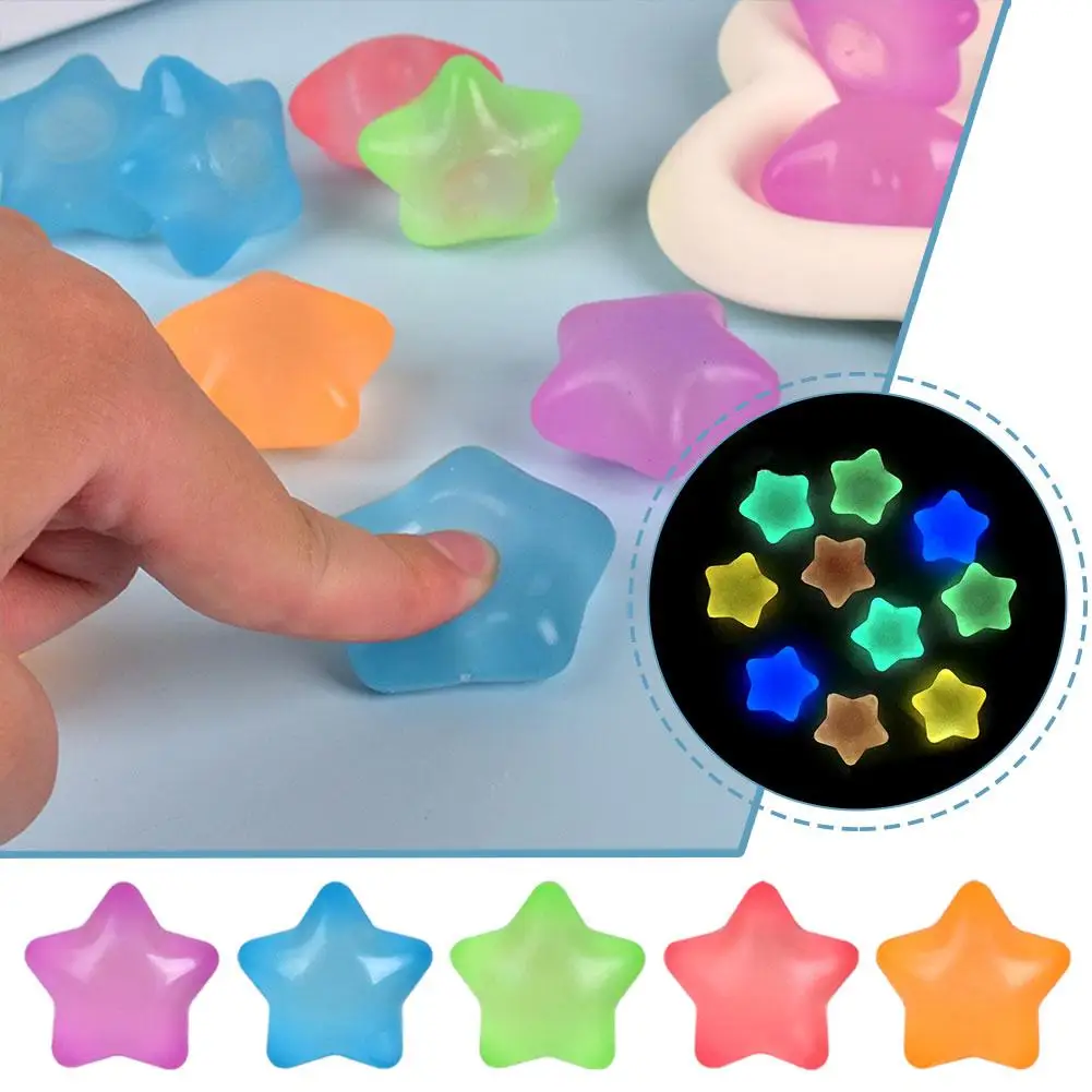 1Pc Luminous Pentagram Squishing Slow Rebound Release Squish Pinch Music Little Ball TPR Star Relieving Stress Toys W8X3