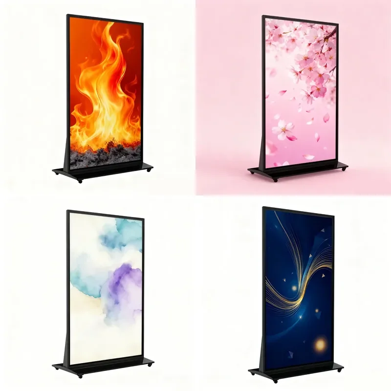 for Pushun Lede Ultra Thin Indoor LED Advertising Screen with Wheels 100000 Hours Service Life Suitable for Retail Stores