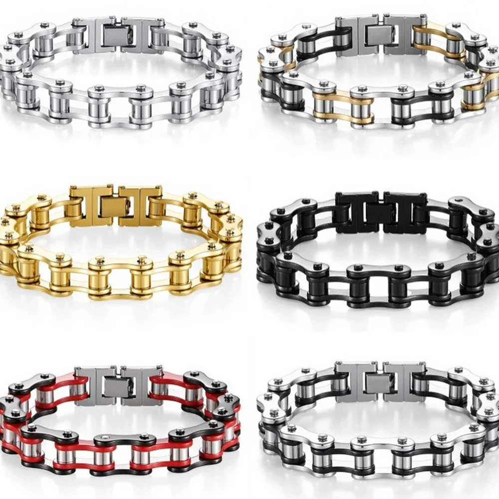 Stainless Steel Bicycle Chain Bracelet, High Polished Personalized Bicycle Chain Bracelet, Rust Resistant Jewelry Gift