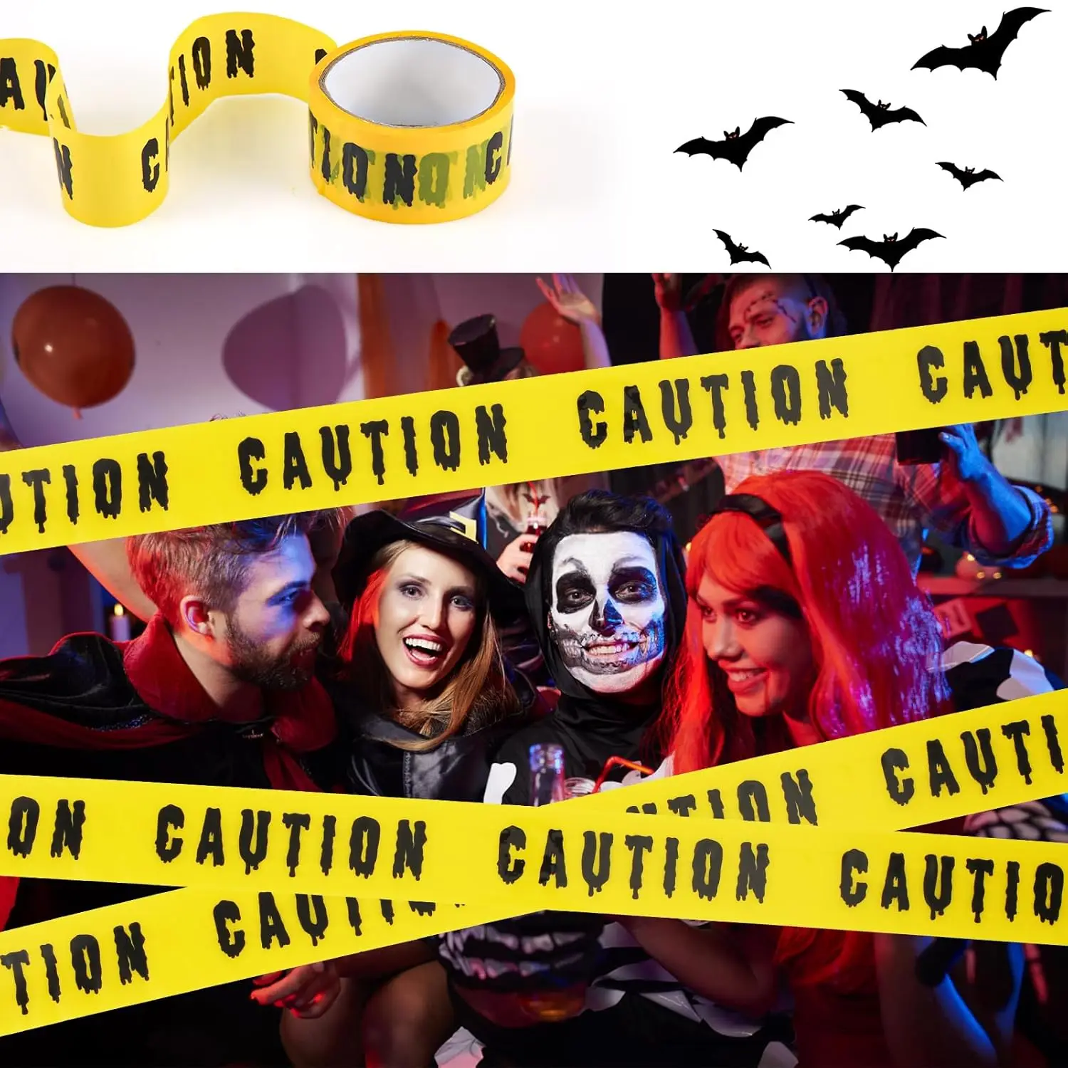 1Set Halloween Decorations Caution Tape Scary Caution Tape Roll Hazard Warning Tape Indoor Outdoor Halloween Spooky DIY Decor