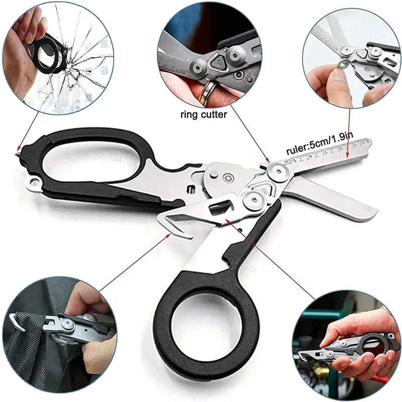 Imagem -02 - Tesoura Multifuncional Tática Raptors de Emergência Especialista em Primeiros Socorros Combinação de Ferramentas de Sobrevivência ao ar Livre Edc Gadget