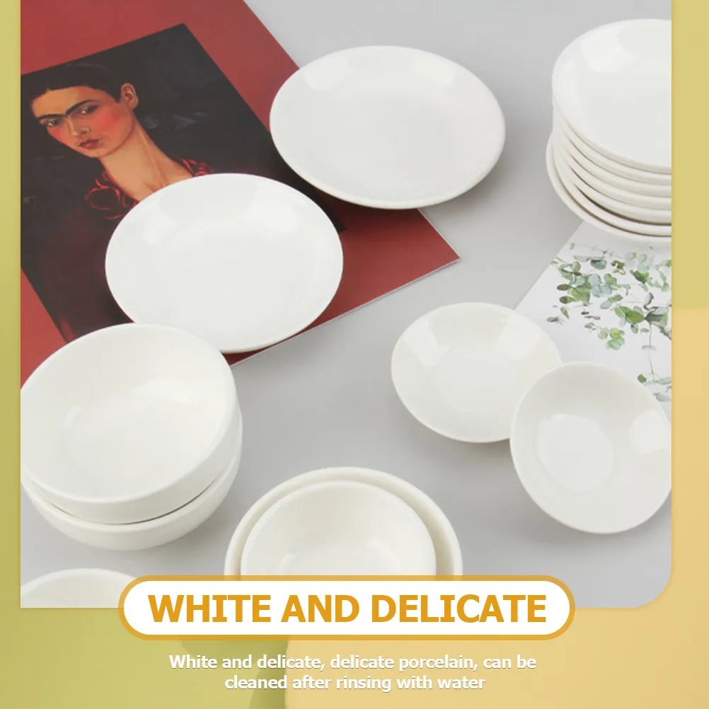 2Pcs White Ceramic Aroma Dish 3.8 Inch Diameter for Electric Oil Warmer Fragrance Diffuser Replacement Small Condiment Plate