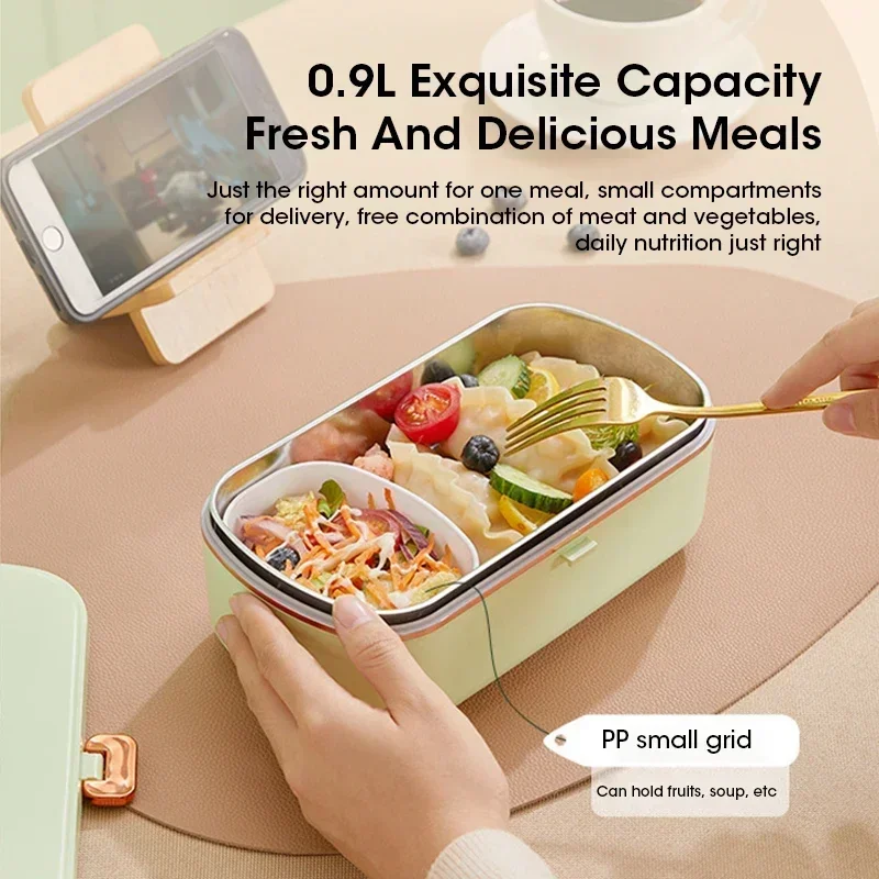 900ML Electric Lunch Box Portable Food Warmer with Heat Preservation, Lunch Box for Office Worker ,Camping Heated Insulated Box