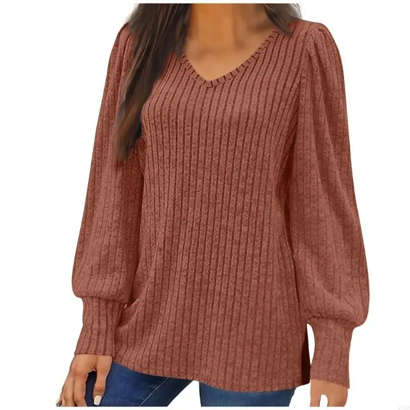 

Women's Oversized Knit Thin Puff Sleeve Long Sleeve Loose Comfortable T-Shirt Top