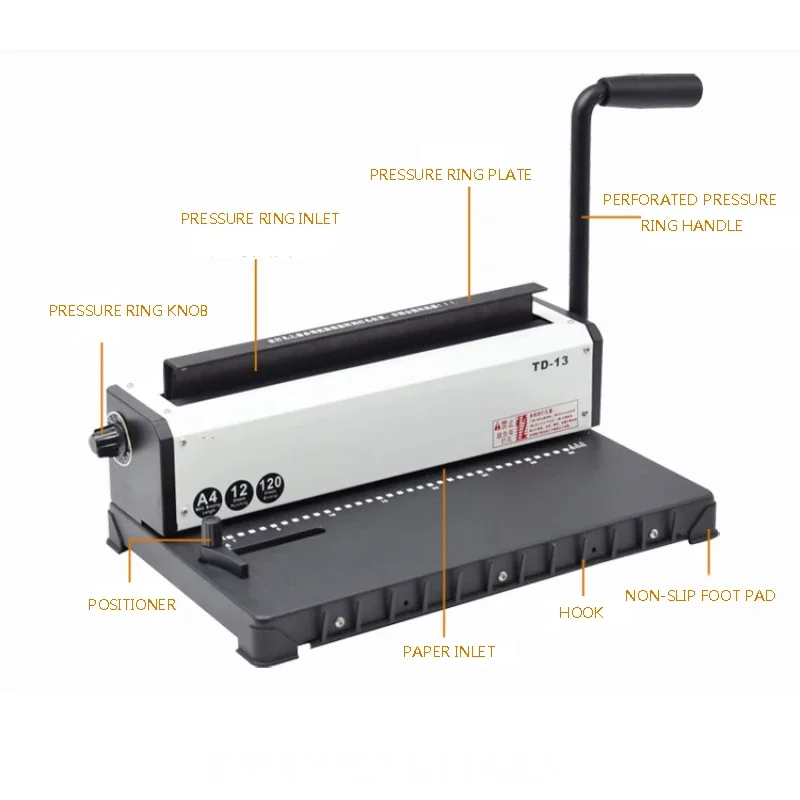 Imagem -04 - Manual Espiral Encadernação Máquina Metal Paper Book Arquivo de Perfuração e Encadernação um Anel de Ferro Material de Escritório Td13