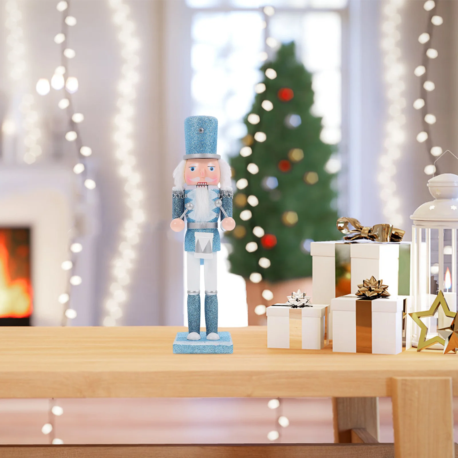 

Wood Xmas Nutcracker Ornament Classic Desktop Wooden Nutcracker Decor Holiday Christmas Decoration Soldier Ornament