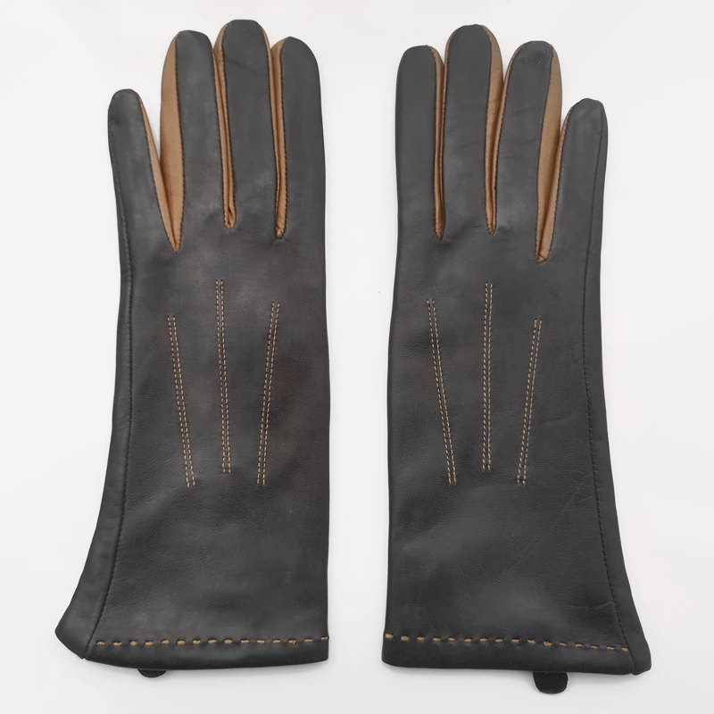 NH-guantes de piel de cabra auténtica para mujer, color marrón, cálidos, suaves, a la moda, superdescuento, Liquidación, venta, Invierno