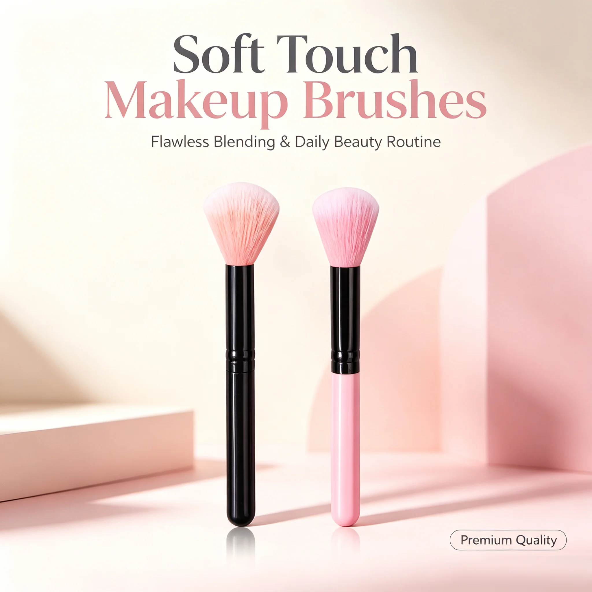 2Pcs Blush Makeup Brush,Highlighter&Loose Powder,Even Blending Portable Beauty Tools for Daily Makeup Beginners