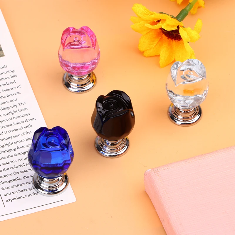 Multifunctional Toilet Press Creative Transparent Crystal Rose Toilet Toilet Tank Button Flush Lift Cover Bathroom Accessories