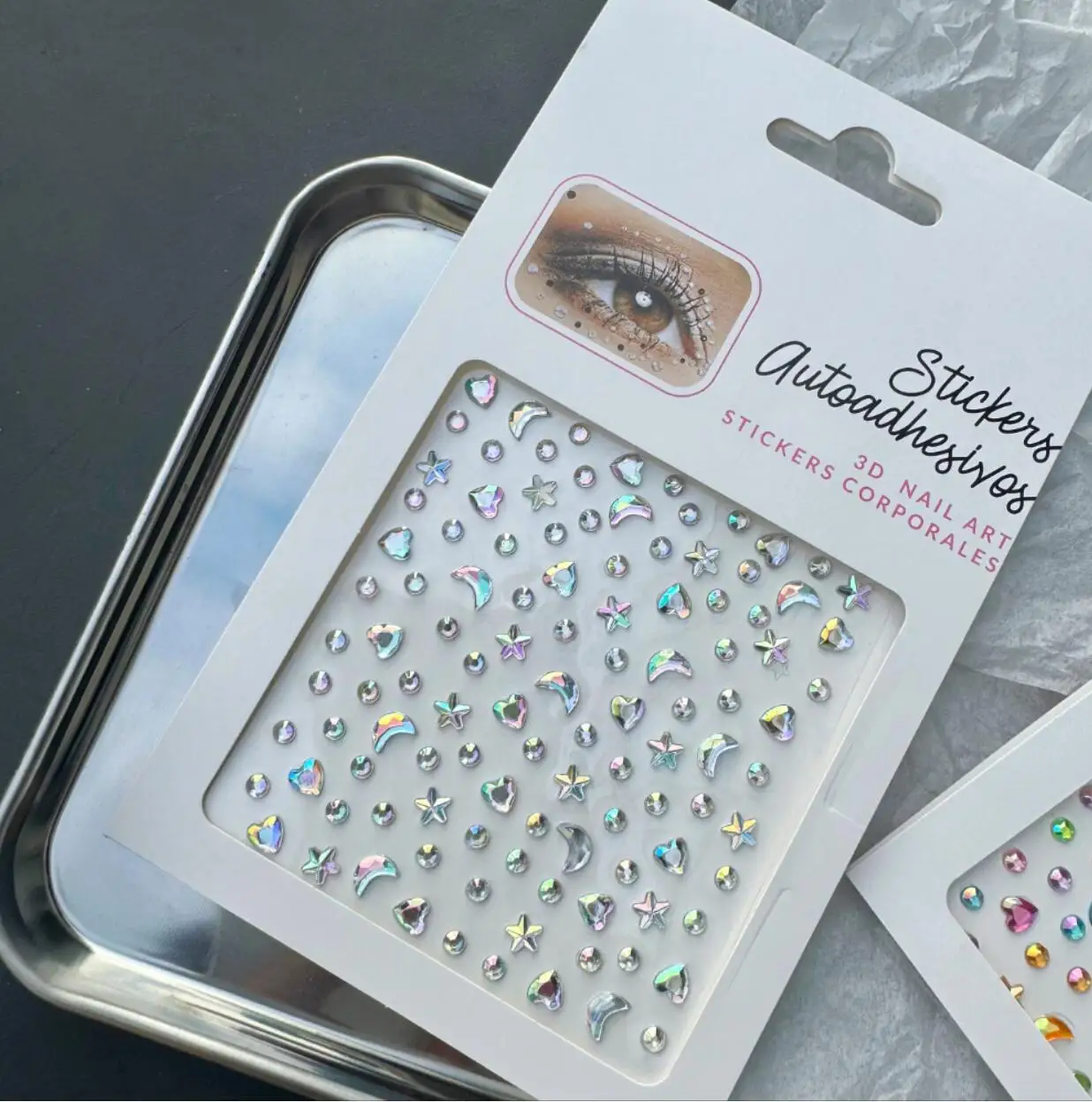3D Holographic Face Gem Stickers Colourful Crystal Star Moon Heart Diamond Self-Adhesive Hair Eyes Face Body Jewels Makeup Decor