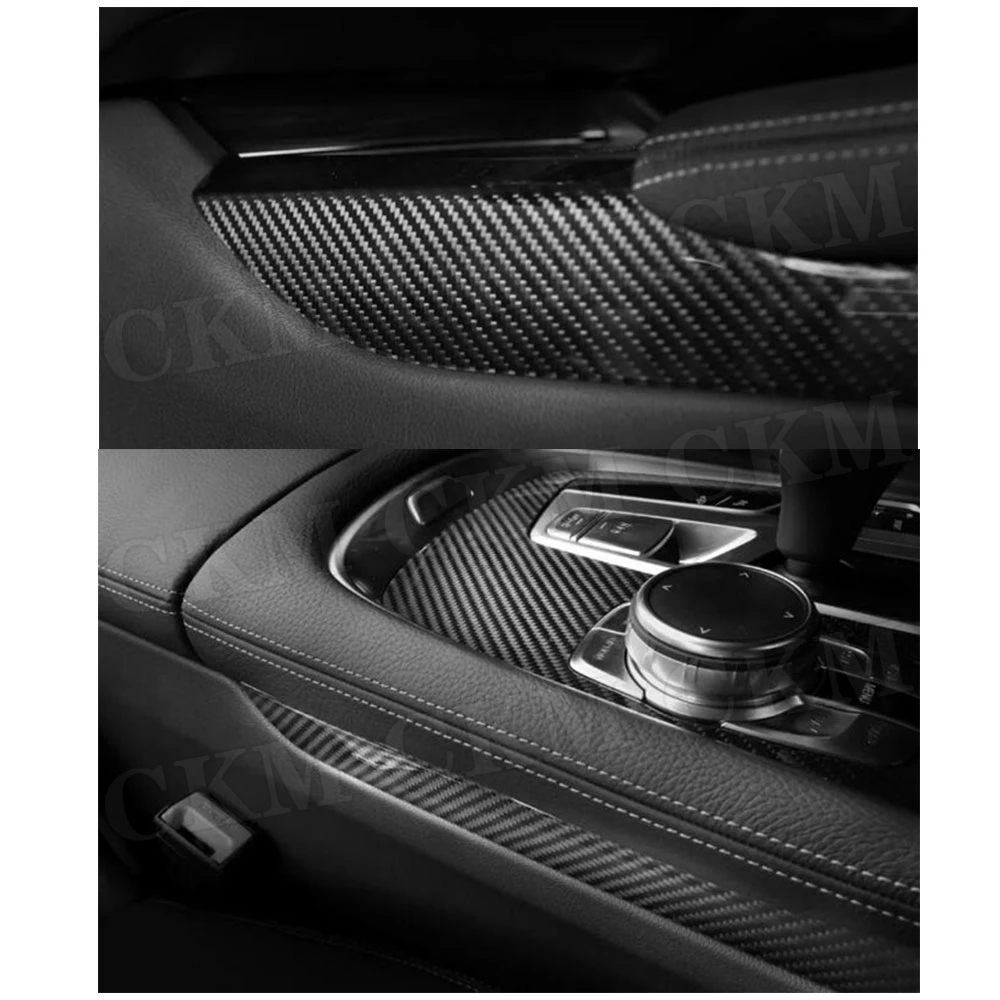 7 Series Real Dry Carbon Fiber Dashboard Central Console Cover Trim Stickers for BMW G11 M760 2016-2019 interior decoration