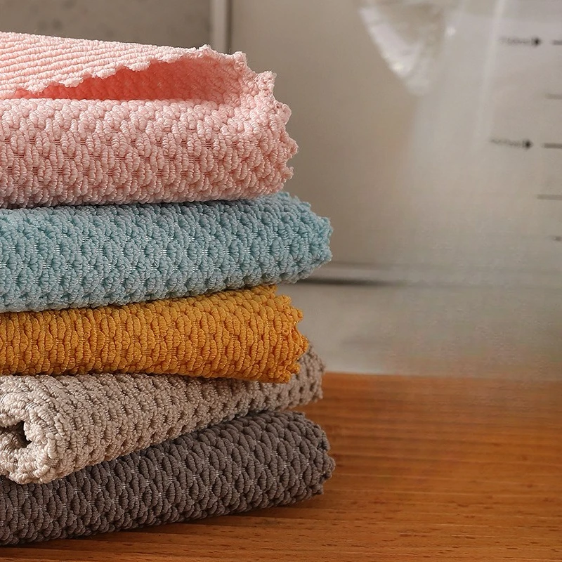 5PCS Asciugamano di cotone Morbido assorbente Strofinaccio da cucina Stracci a nido d'ape Traspirante Asciugamano per il lavaggio del viso Panno per la pulizia della casa