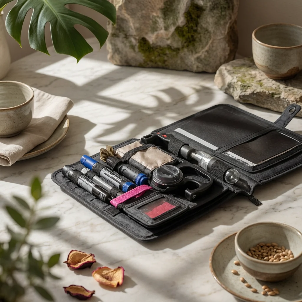 Compact Leather-look Testing Case Antichoc Organizer with Elastic Loops Film Sample Holder Folder for Shop and Mobile Work