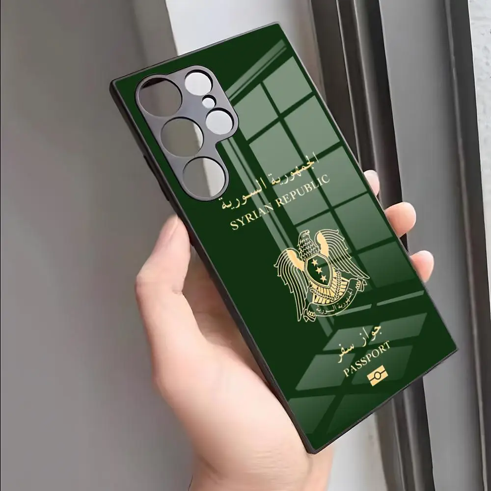 Syrische Arabische Republik Reisepass Handyhülle für Samsung S26 S24 Ultra S25 Fe S23 S22 S20 S21 Plus A54 A34 A53 A16 Glasabdeckung