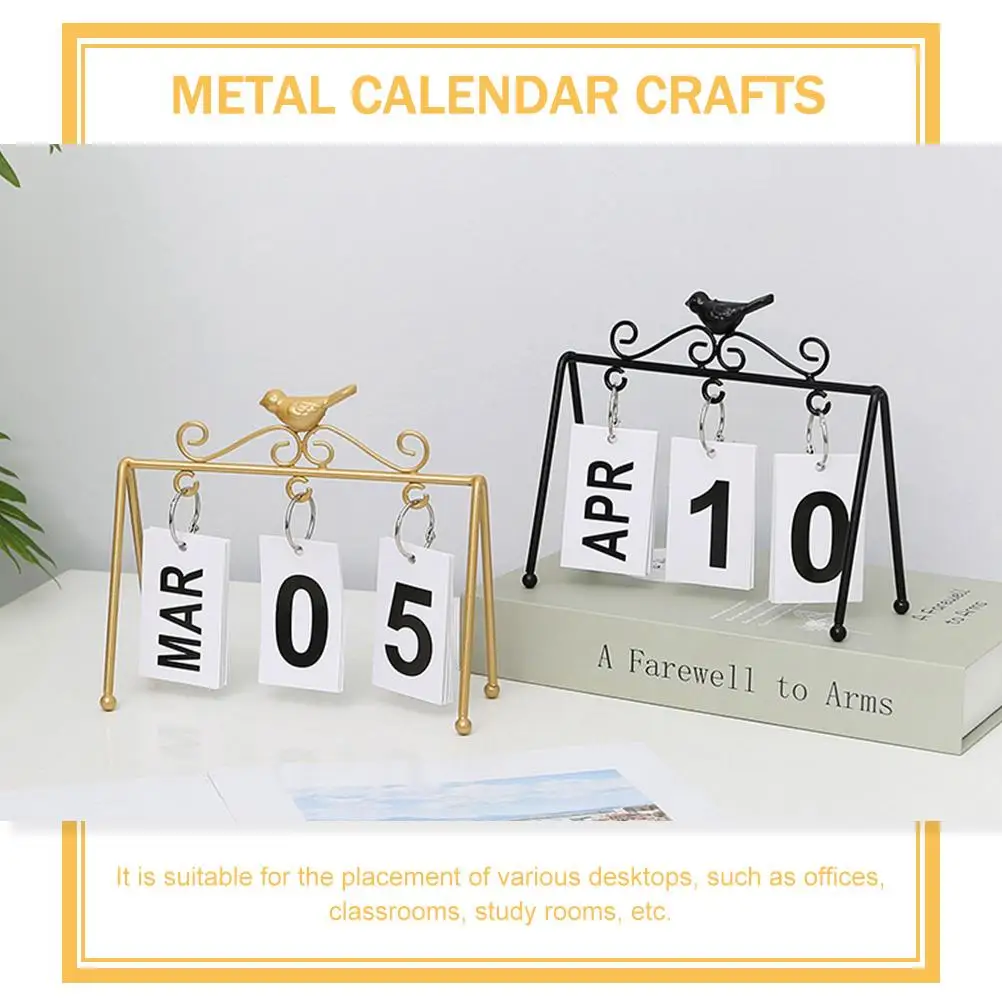 Reusable Desk Ornament Metal Craft Home Decor Iron Decorative Calendar Decor Frame Month Display Office Study Room