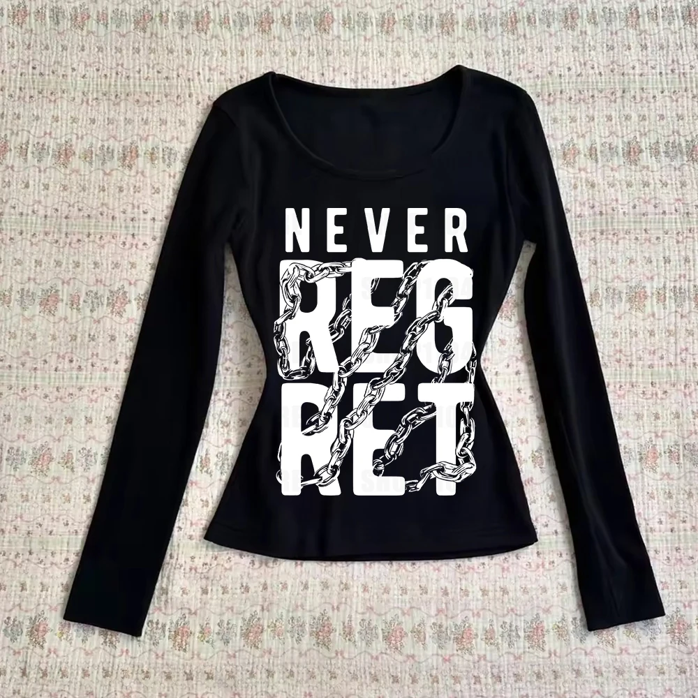 

Женская футболка с длинными рукавами и принтом в американском стиле ретро, корейская модная одежда 2000-х годов, Y2K, ретро с буквенным принтом