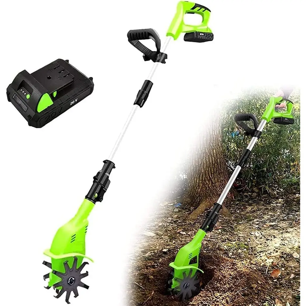 

20V 4000mAh Cordless Electric Garden Tiller & Cultivator for Compact Soils and Lawns