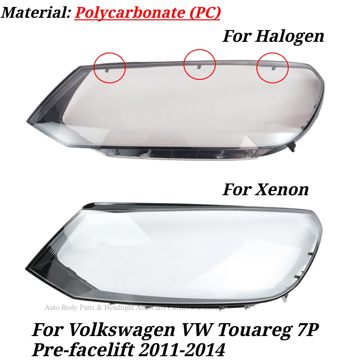 Transparent Light Shell For Volkswagen VW Touareg 7P 2011-2014 1Pair Headlamp PC Shield Lampshade Restoration Replacement