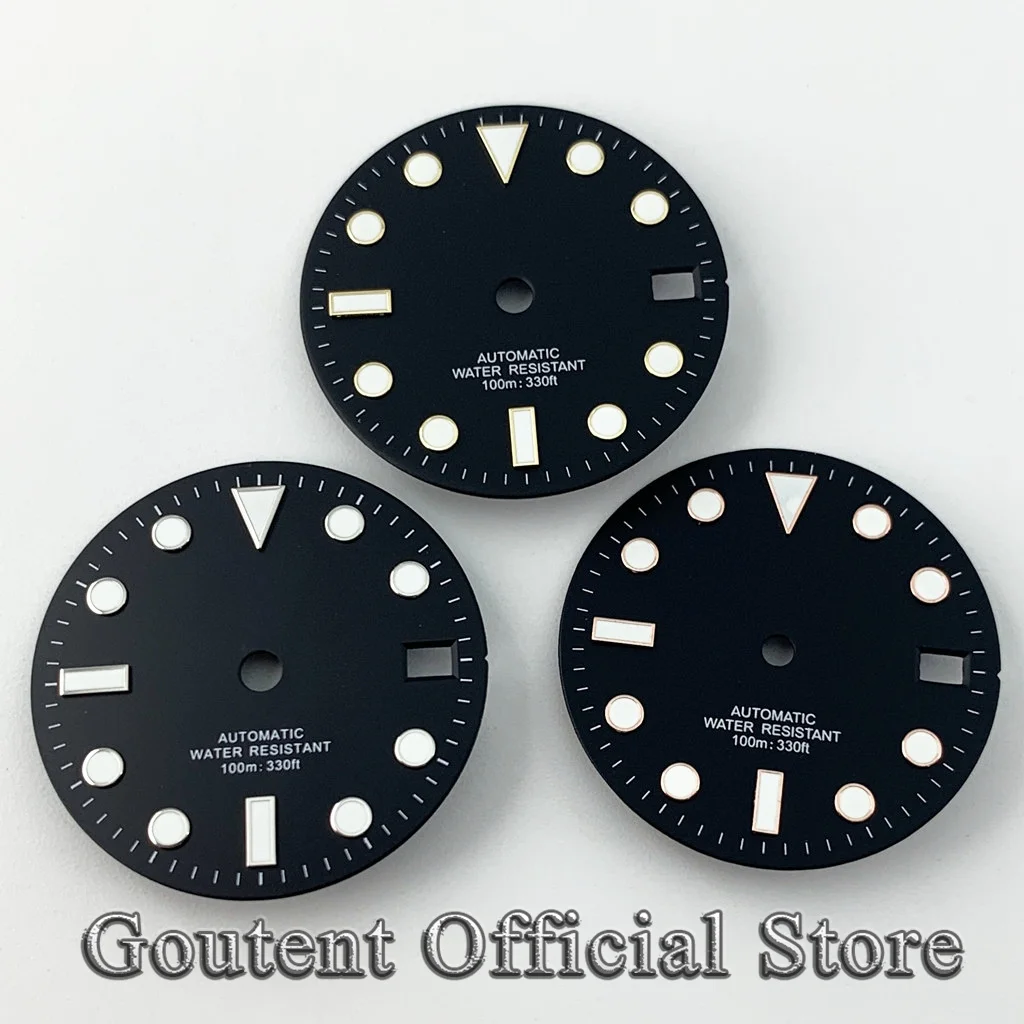 Goutent 28.5mm Sterile Luminous White Black Blue Green Watch Dial For NH35/NH35A Movement Watch Accessories view 3