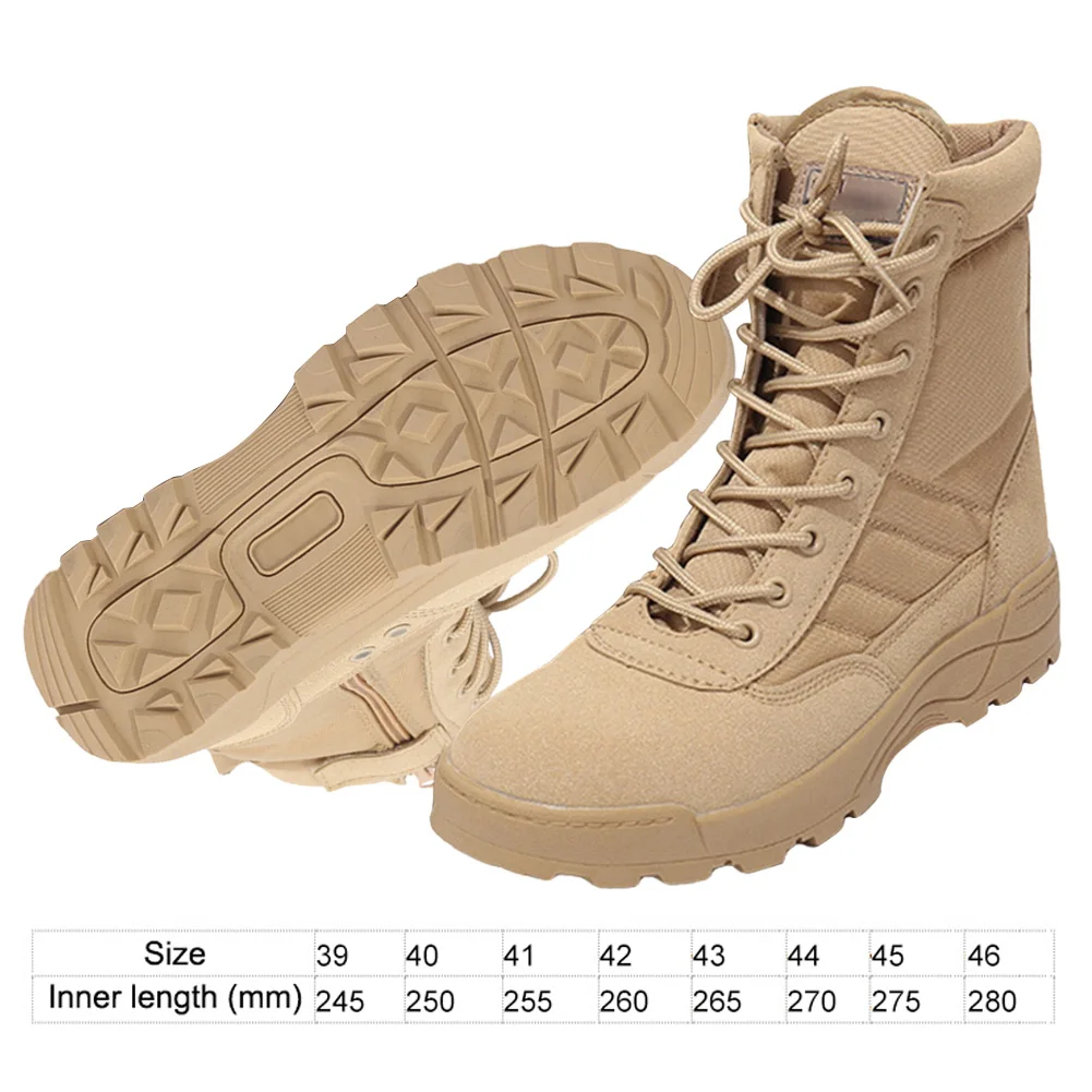 Desert Combat Boots Lace Up Outdoor Hiking Boots Breathable Hunting Training Boots High-top Lightweight Non-Slip for Men
