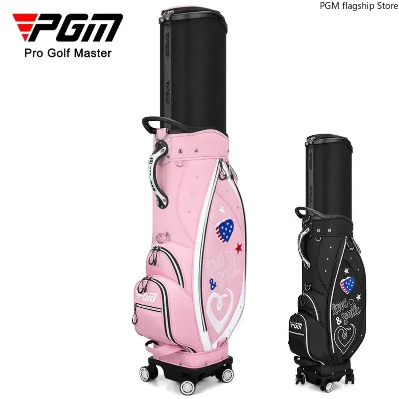 PGM Women's Golf Bag Telescopic Golf Bag Golf Supplies Waterproof Nylon Four-wheel Bag QB135