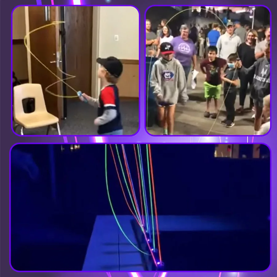 سلسلة حبل يتوهج في الظلام سلسلة حبل قاذفة مضيئة المحمولة المحمولة سلسلة لعبة لتخفيف الضغط للأطفال هدية حفلة