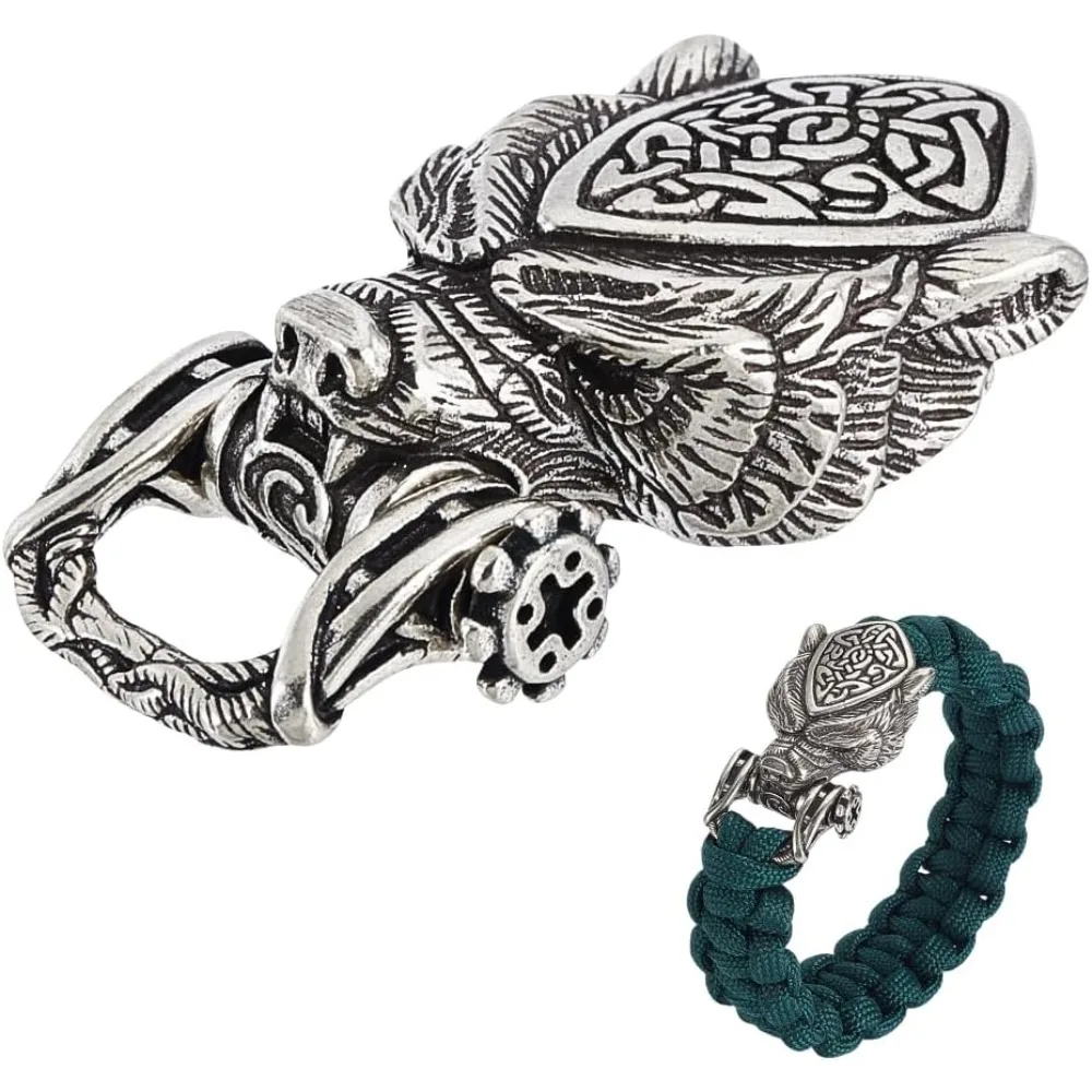 Weave Cord Buckles Wolf Head Beads Vintage Clasps Buckles Beasts Cord Locks Fasteners for DIY Crafts Keychain