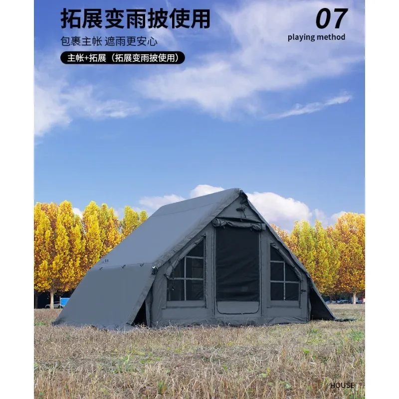Cotton inflatable tent camping gray 6.3 square meters outdoor fishing long match