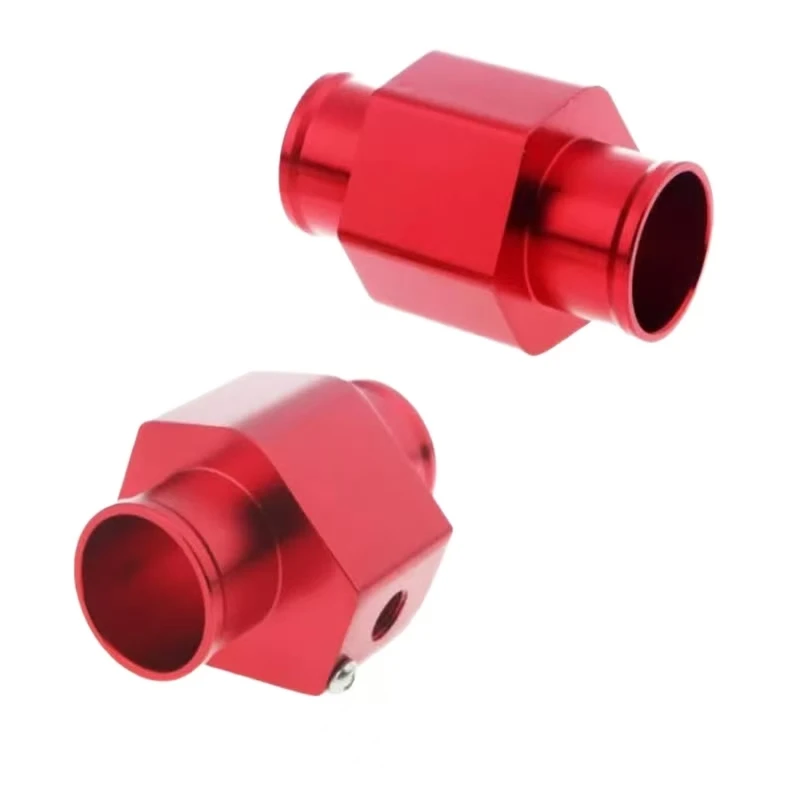 CNC Machined Red Anodized Aluminum Alloy Hexagonal Joint with Hole Hexagonal Connector