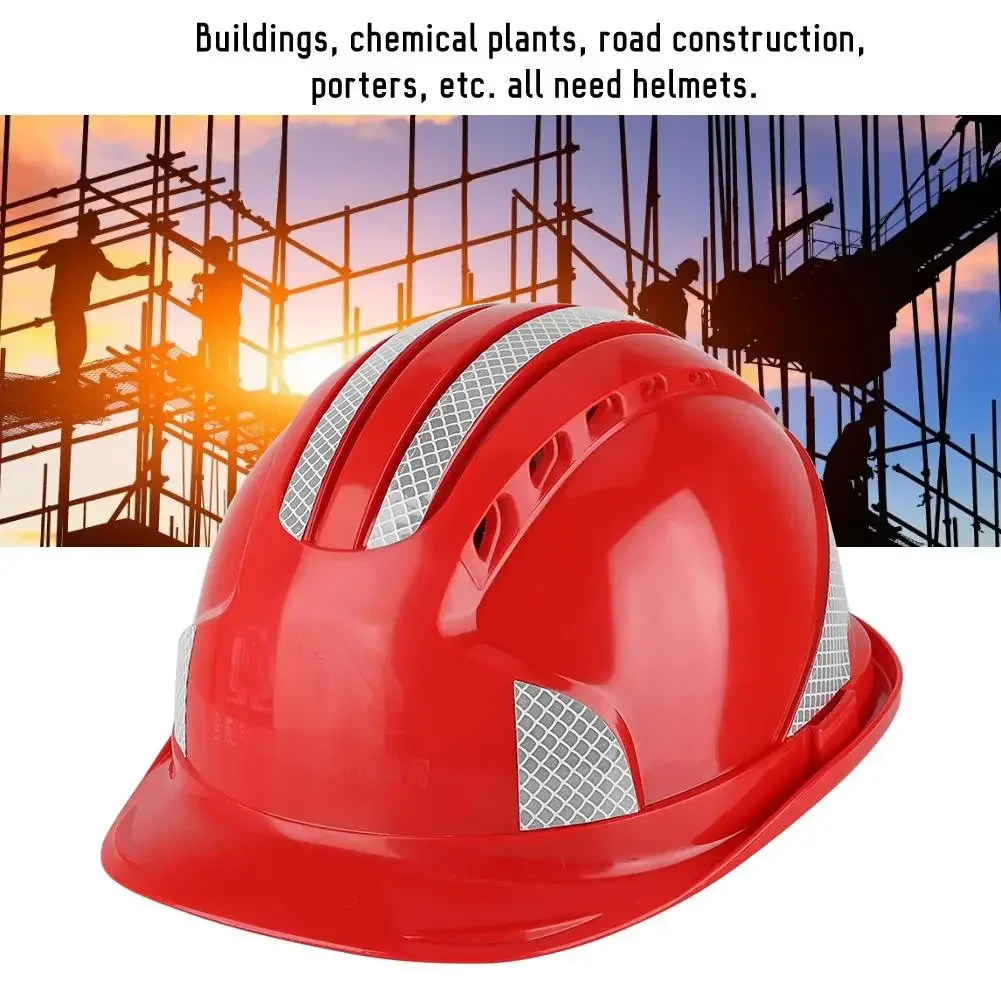 ANPWOO Worker Construction Site Protective Cap Ventilate ABS Hard Hat Reflective Stripe Safety Helmet