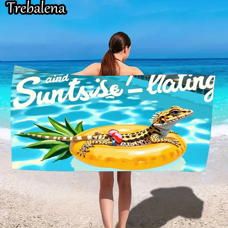 

30*60inch Ultra-Soft Beach Towel with Sunshine Lizard Pool Float Beach Towel