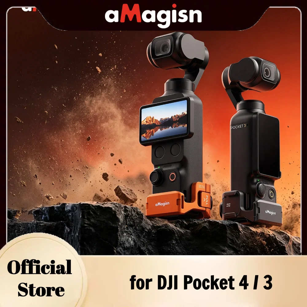 

aMagisn Metal Cage for DJI Pocket 4 3 Ultra Light 37.4g 2-Prong & 1/4" Thread, 1 Cold Shoe Utility Frame for Pocket4 Accessories