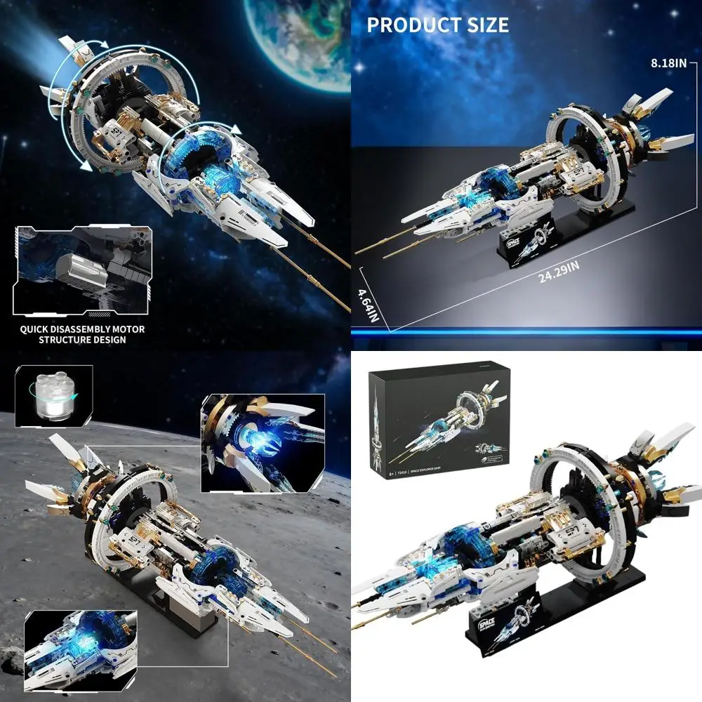 ชุดประกอบยานอวกาศสำหรับผู้ใหญ่, ชุดบล็อกอวกาศ, ของเล่นตั้งโต๊ะที่ไม่เหมือนใคร, ของขวัญสร้างสรรค์สำหรับเด็กผู้ชายอายุ 8-14 ปี