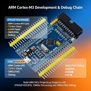 STM32F103C8T6 Blue Pill Board, Cortex-M3 72MHz, 64KB Flash, Micro USB, JTAG/SWD