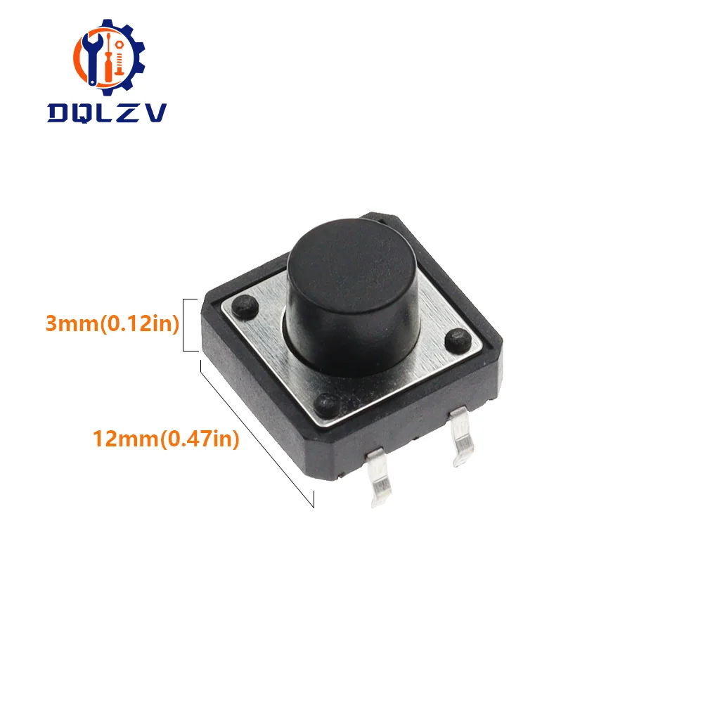 10PCS 12x12mm 4Pins Height 4.3/5/6/7/10/12/15mm DIP Plastic PCB Momentary Tactile Tact Push Button Switch 12*12*4.3mm