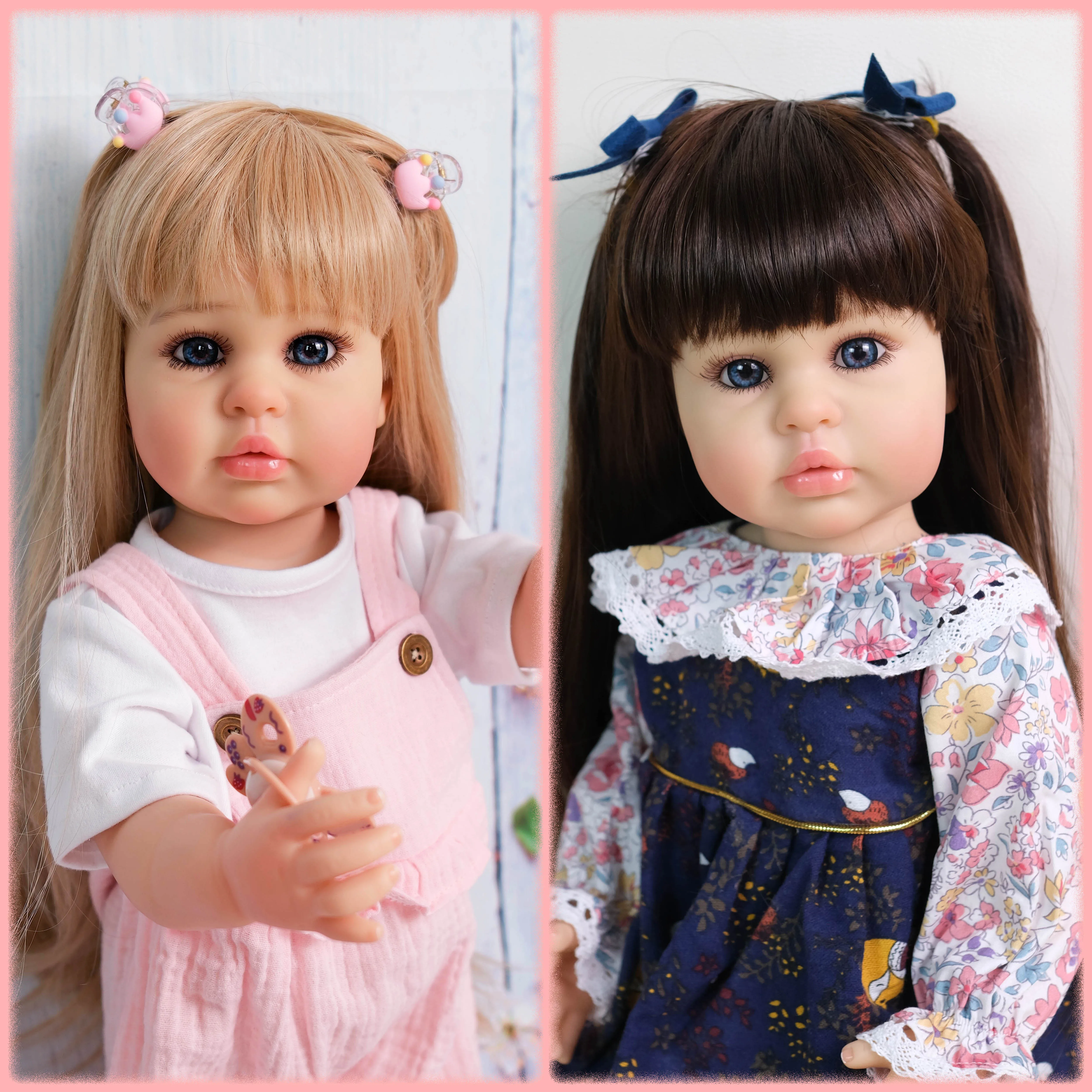 Ellie 22‘’ Reborn Doll Full Body Vinyl  Toddler Long Hair Princess Standing Legs Lifelike Multiple Layers Painting Child Gift