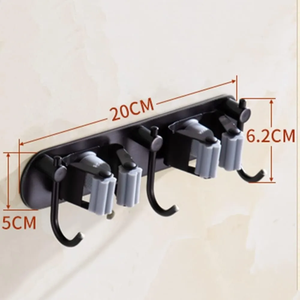 مكنسة وحامل ممسحة مثبت على الحائط من الفولاذ المقاوم للصدأ - رف تخزين منظم للمنزل والحديقة