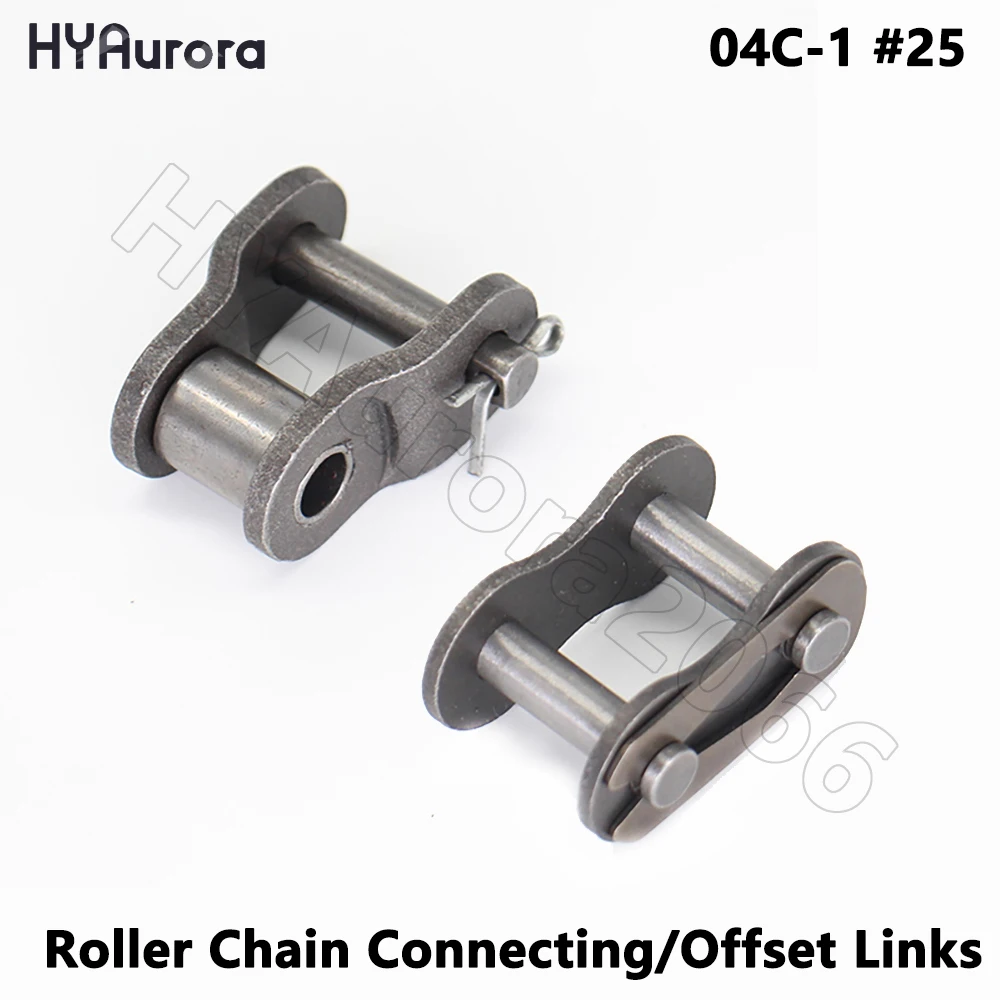 #25 04C-1 Roller Chain Links Connecting/Offset Link Carbon Steel Single Strand Full/Half Link 1/4