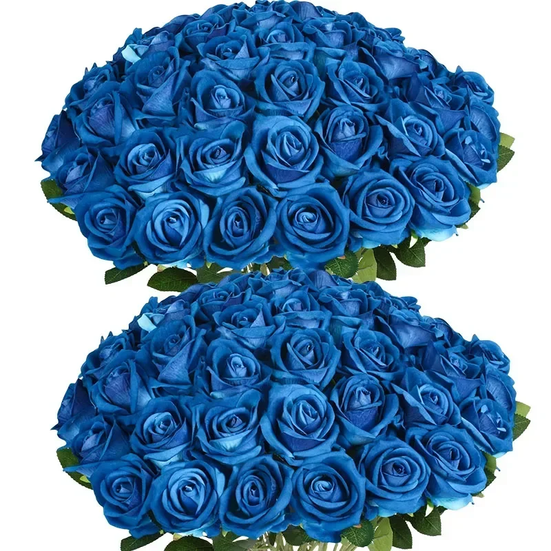 50 Stück künstliche Rosen aus Samt, fühlen sich echt an, künstliche Rosen, Blumen für Valentinstag, DIY, Hochzeitsstrauß, Party, Heimdekoration
