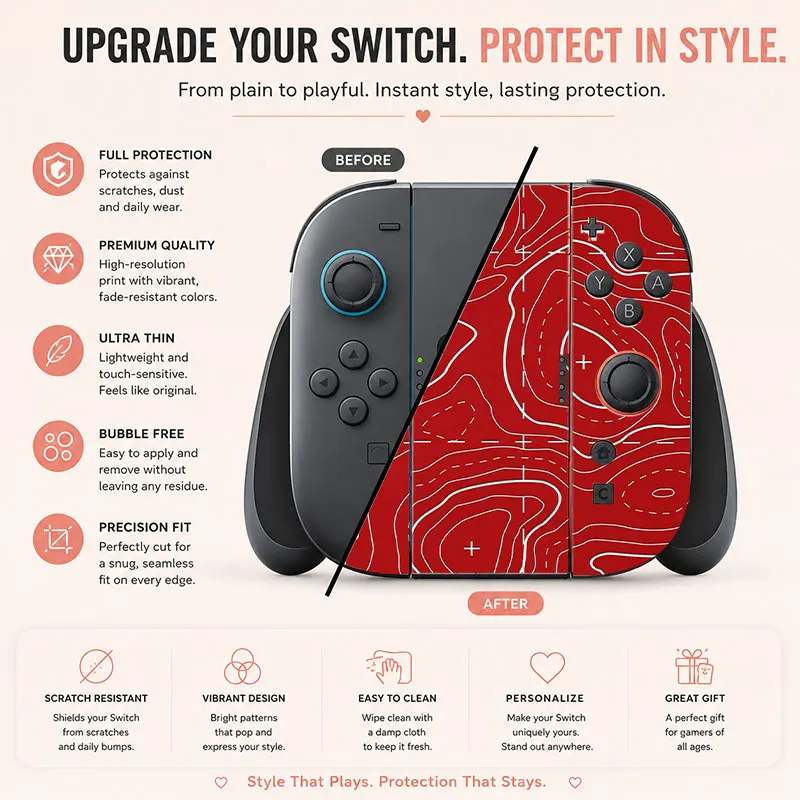 Creative pattern SWITCH game console protective film, with natural touch and comfortable feel, featuring personalized designs
