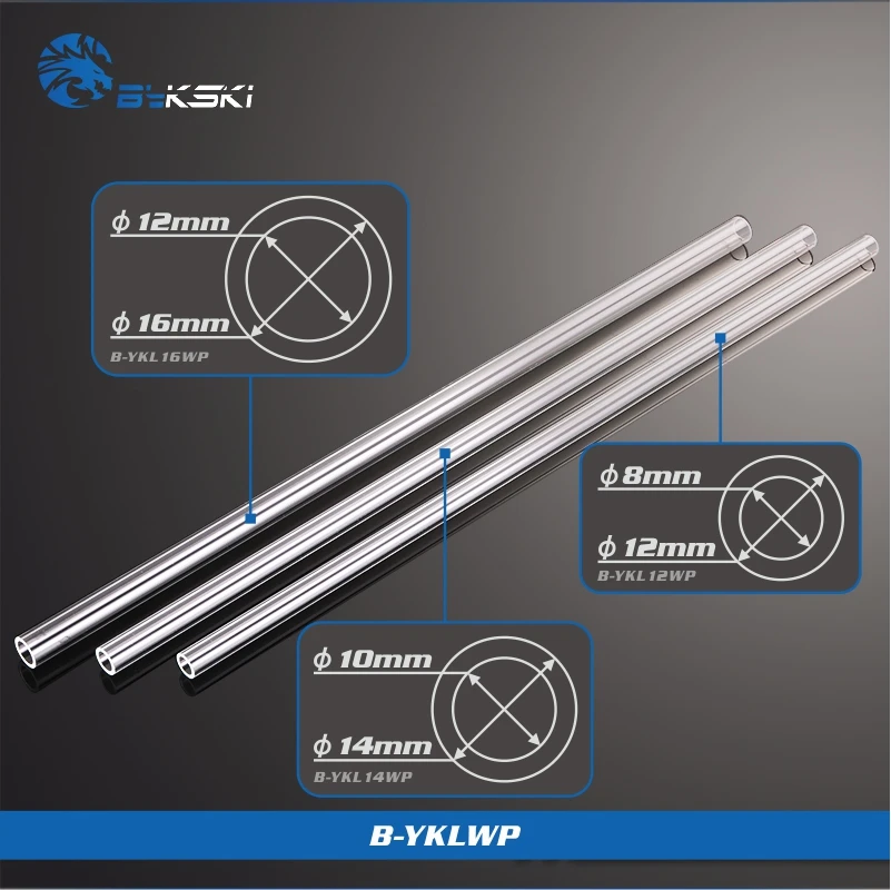BYKSKI PMMA / PETG tubo rigido (OD12mm/OD14mm / OD16mm ) + 2mm spessore + 50cm lunghezza tubo rigido trasparente 2 pz/lotto