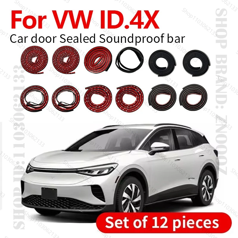 

Для VW ID.4X MEB уплотнительная лента для двери автомобиля, резиновая двухслойная уплотнительная защита, звукоизоляционная лента, пылезащитная уплотнительная лента, набор из 12 шт.