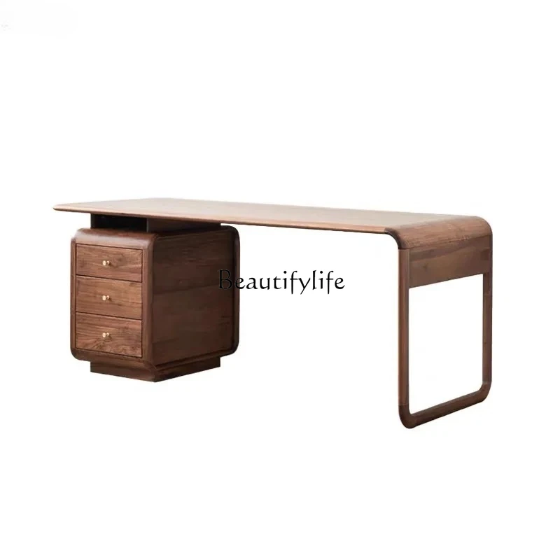 CP new Chinese black walnut desk aesthetic office computer desk household tea table solid wood furniture