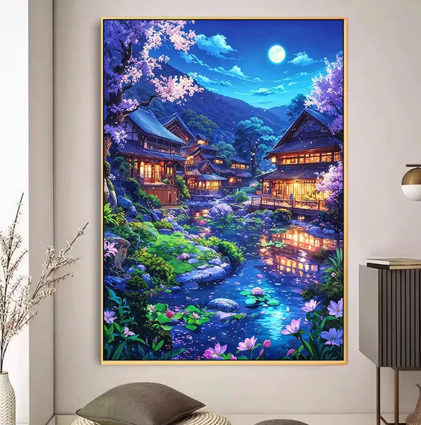 

9ct 60x80cm ночной предварительно напечатанный набор для вышивки крестом DIY набор для вышивания ремесла Новое поступление нить игла поделки