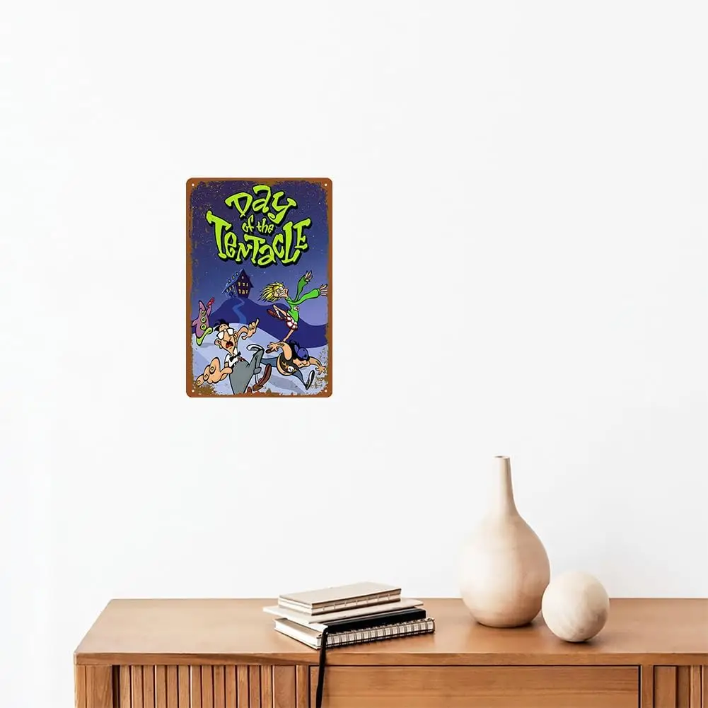 Retro Metal Sign -Quest For Lucasarts Day Of The Tentacle Poster Bar Club Wall Cafe Living Room Art Decoration 8X12 Inches