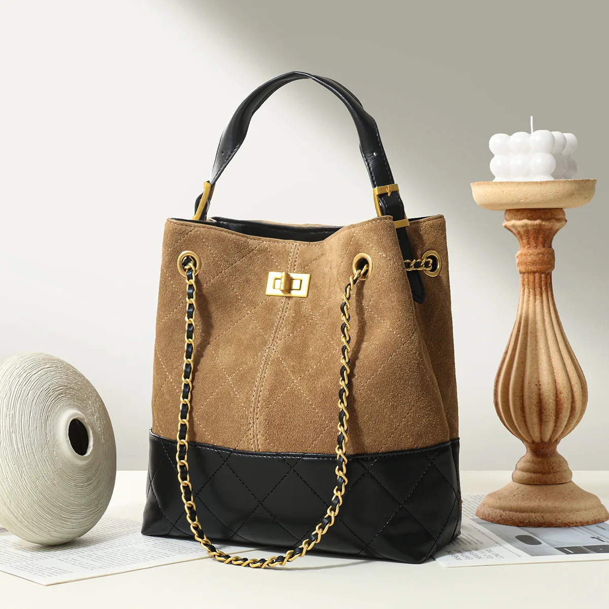 Crossbody أنثى عطر صغير نمط حار بيع المرأة مطابقة الجلود التنقل الكتف دلو مقبض علوي حقائب بيد #3