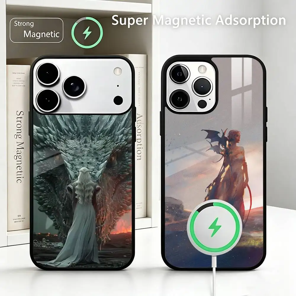 

game of t-thrones-Dragon M-Mother Thrones-s Phone Case For IPhone17 16 15 14 13 12 11 Pro Max Plus Wireless Charger Cover Funda