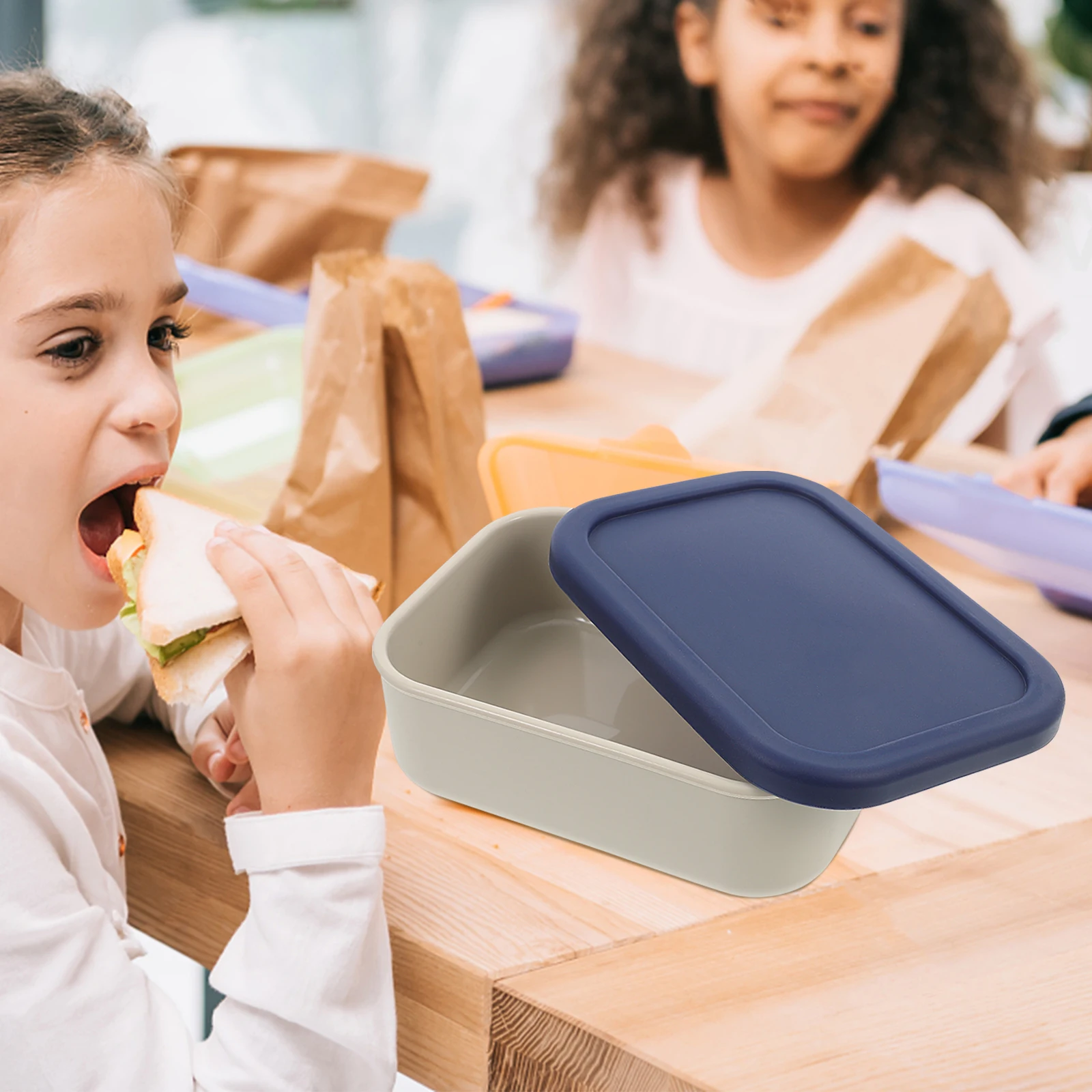 

Microwaveable Lunch Boxes 700ml Silicone Food Container Leak Proof Storage Box Reusable Bento Household Meal Box Portable