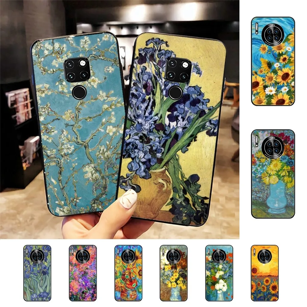 Van Gogh Oil Painting Flower Phone Case For Samsung S 20 21 22 23 plus Ultra for Redmi Note 8 9 10 11 for Huawei Y 5 6 9